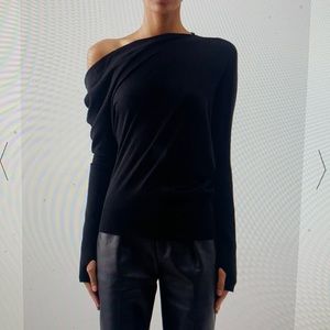 Tom Ford one-shoulder cashmere-blend sweater.